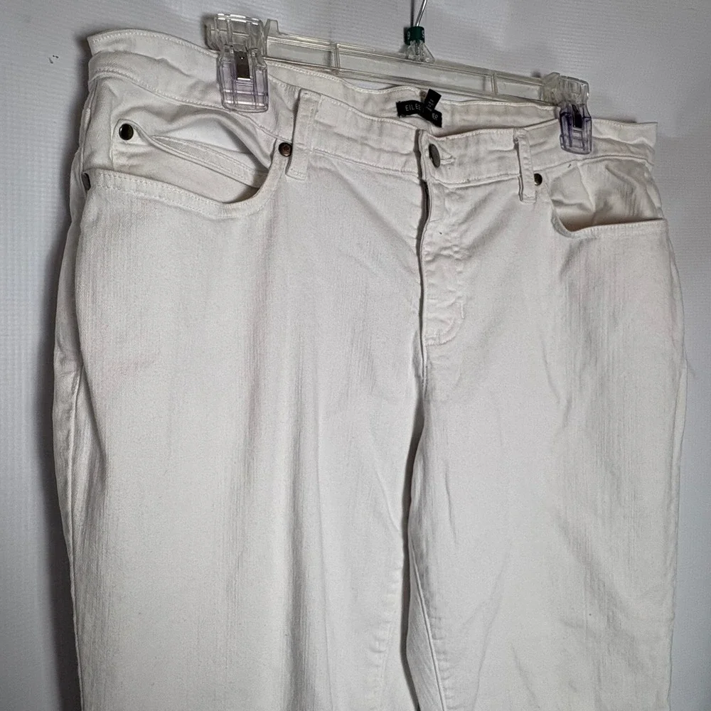 Eileen Fisher Womens White Skinny Slim Leg‎ Jeans Size 14 Made in USA Stretch